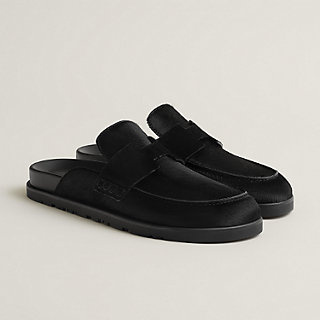 お洒落カジュアル♪ HERMES Go ミュール スエード ベージュ/黒 Go mule | Hermès USA